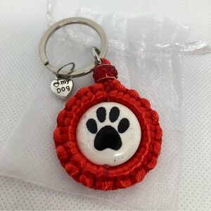 Hand Crafted Macrame Dog Paw Keychain